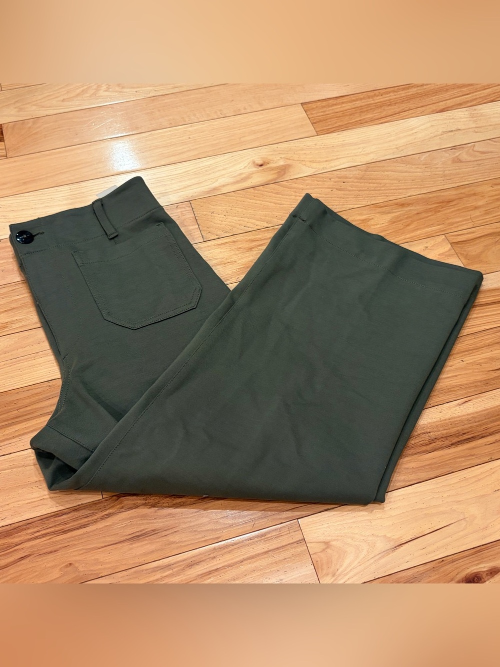 Maeve by Anthropologie The Collette Dark Army Green Cropped Wide Leg Pants - 29 - Picture 3 of 9